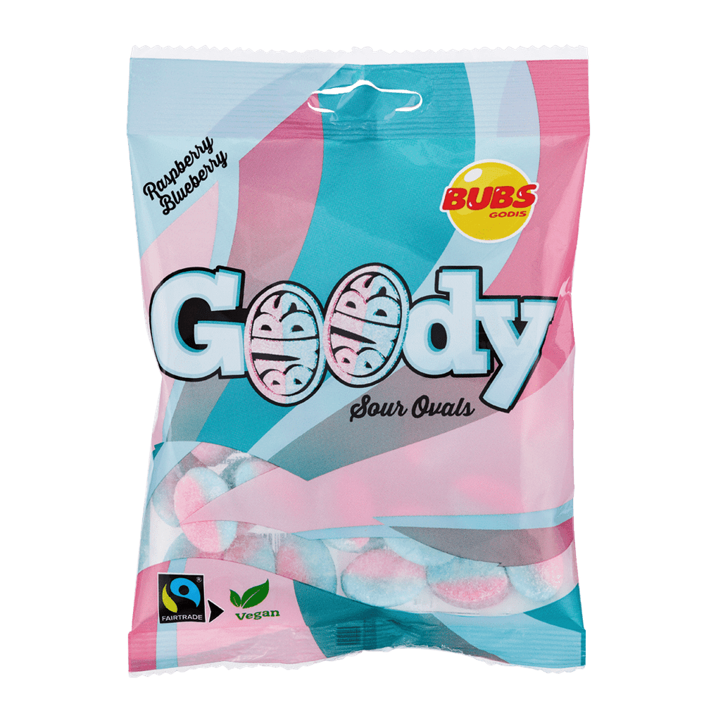 Bubs Godis Goody Sour Ovals Raspberry & Blueberry - My American Shop